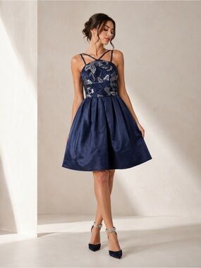 NWT Chi Chi London Nya Navy Blue Dress